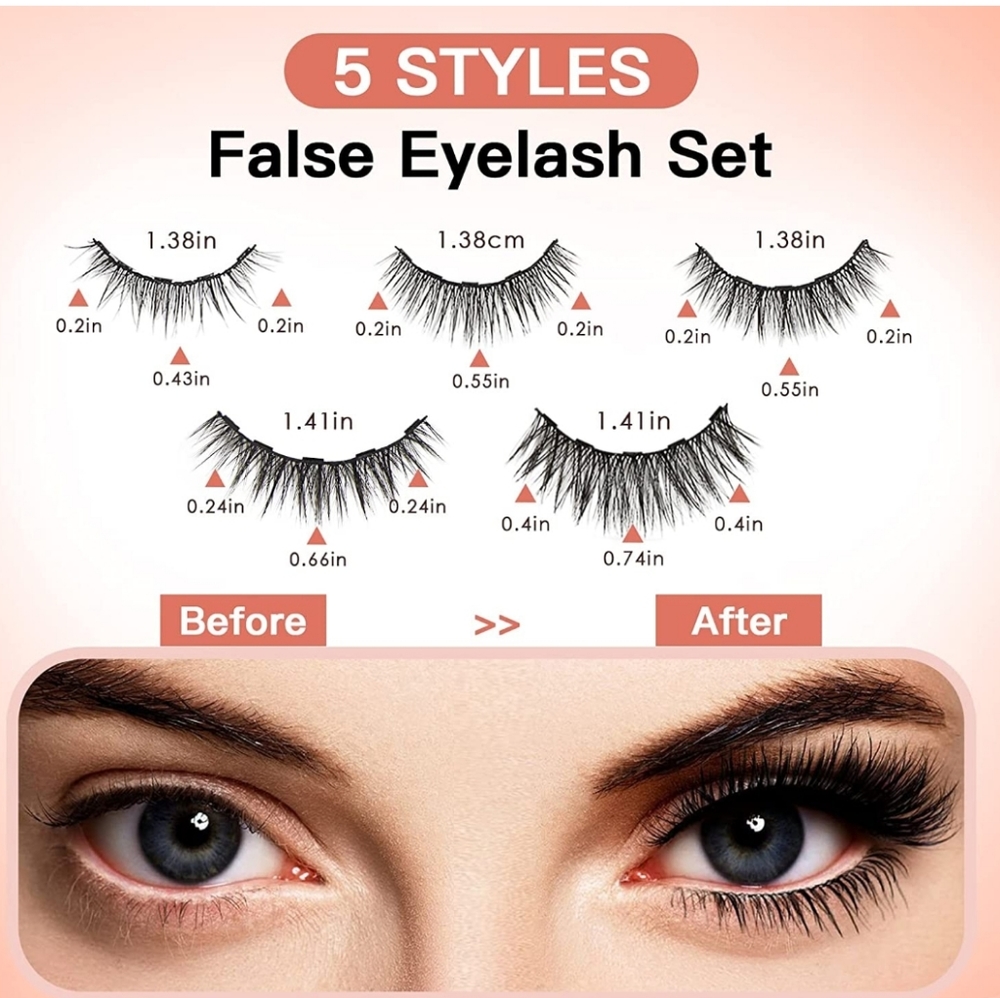 Magnetic Eyelashes and Eyeliner Set (5 pair/set) - Picture 2 of 7
